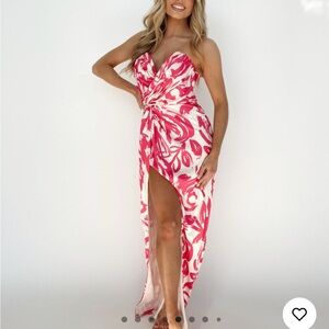 Luxxel Pink and White Floral High Low Dress